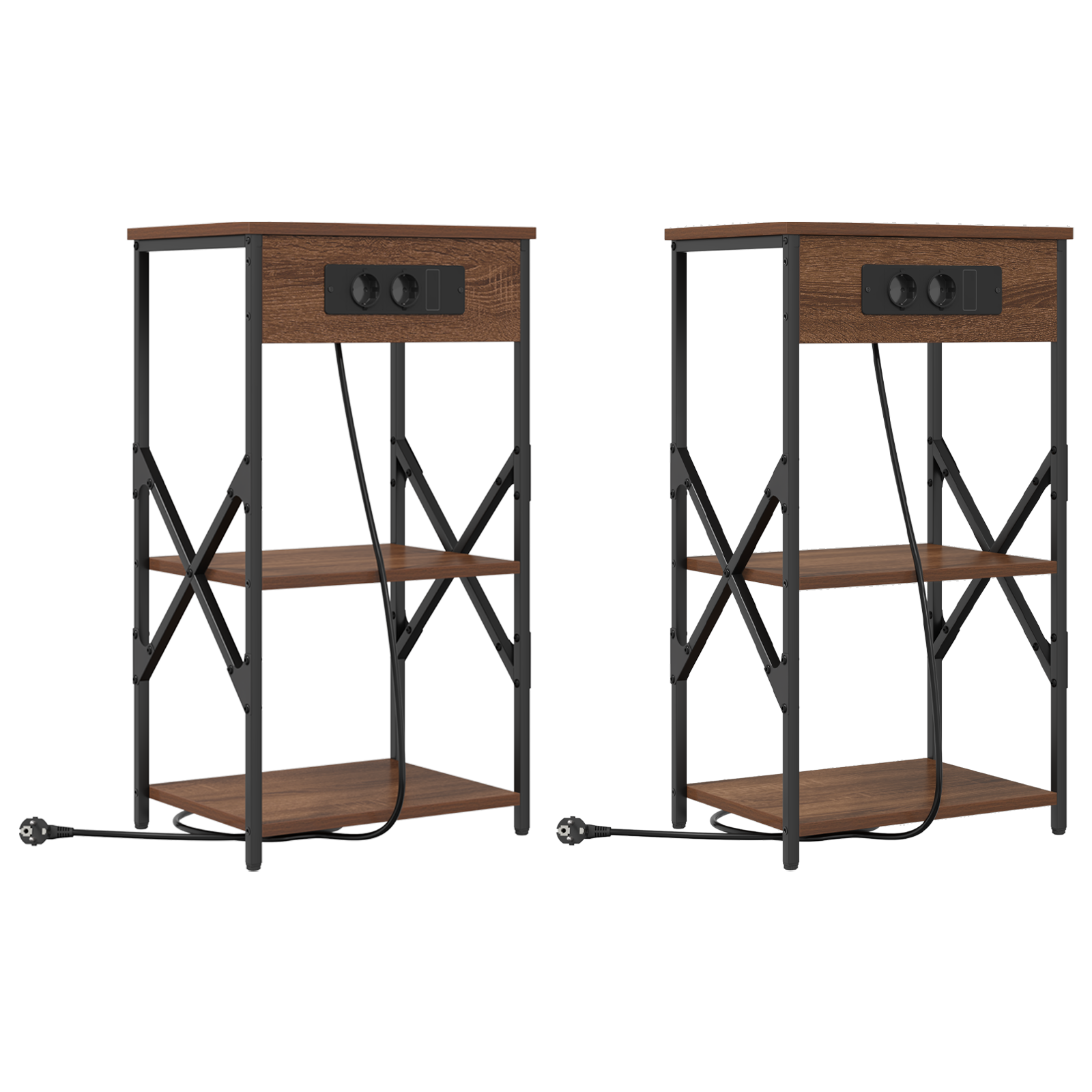 Bedside kasten met plank 2 pcs bruin eikenkleur 41 x 31 x 76 cm