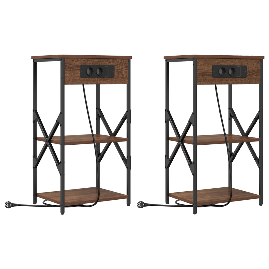 Bedside kasten met plank 2 pcs bruin eikenkleur 41 x 31 x 76 cm