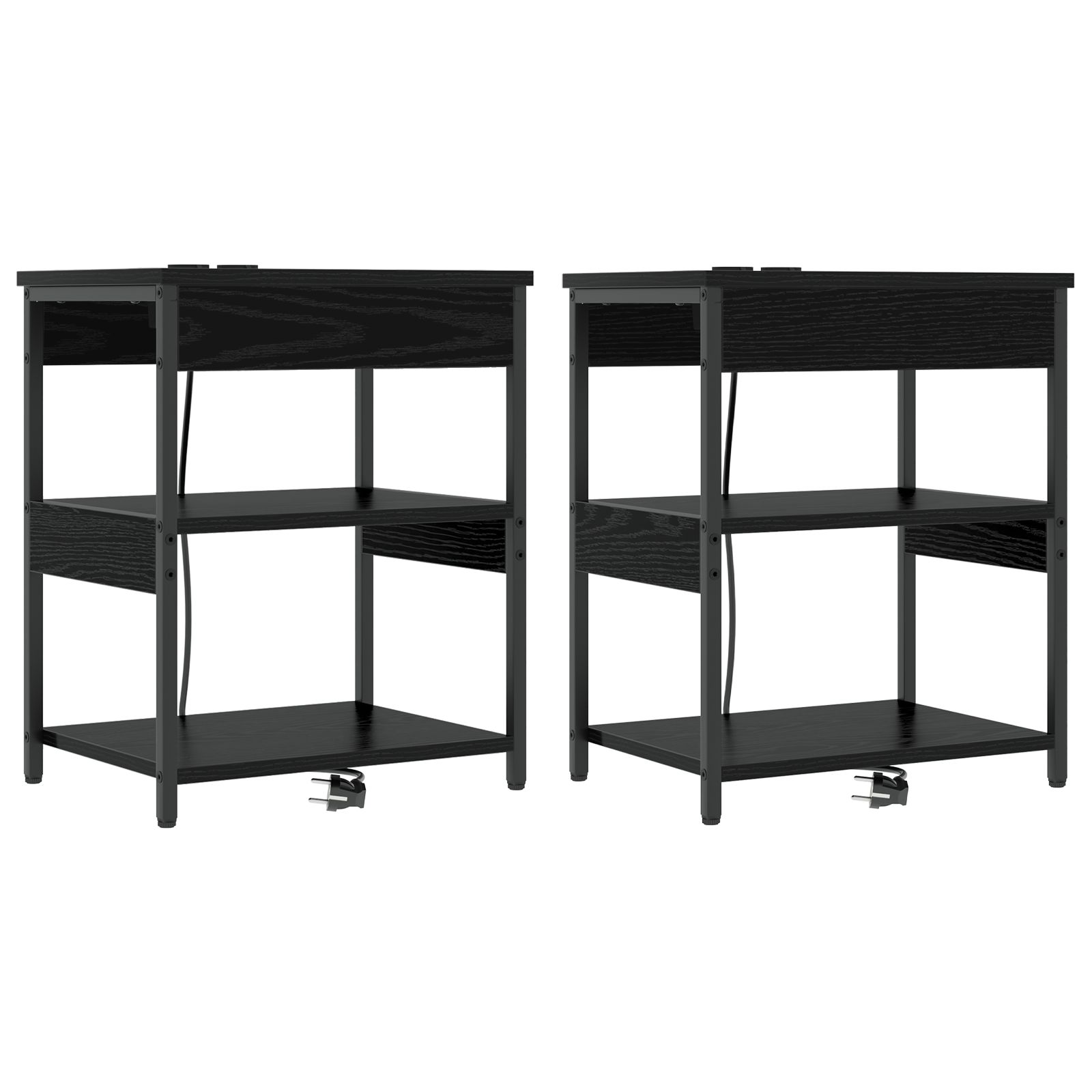 Bedside kasten 2 pcs Zwart eiken 41 x 31 x 51 cm Bewerkt hout
