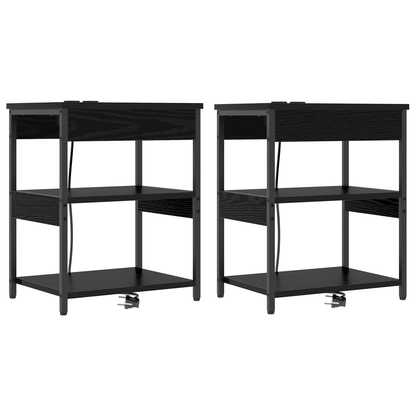 Bedside kasten 2 pcs Zwart eiken 41 x 31 x 51 cm Bewerkt hout