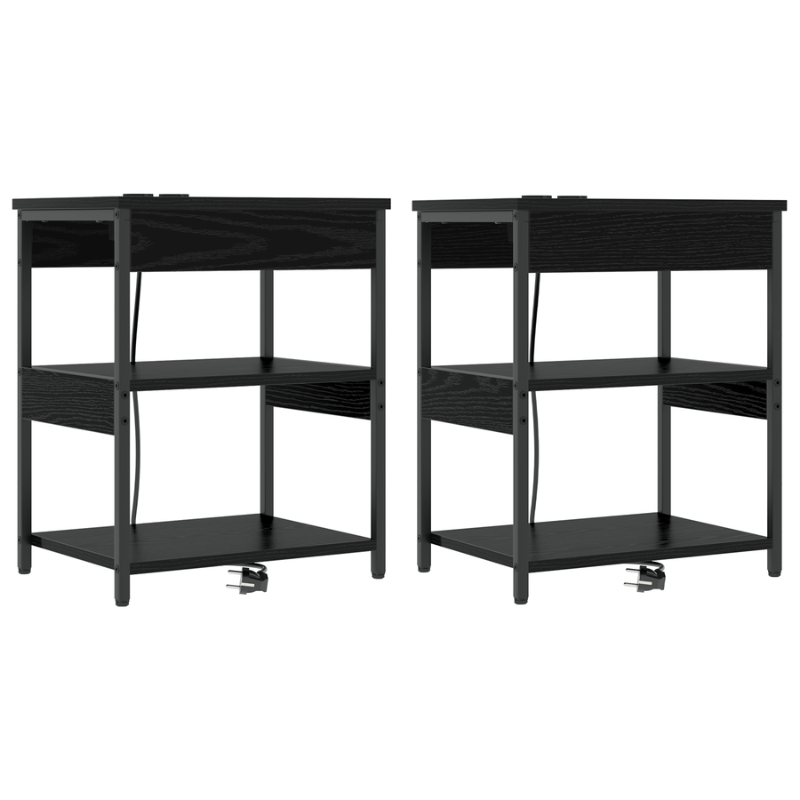 Bedside kasten 2 pcs Zwart eiken 41 x 31 x 51 cm Bewerkt hout