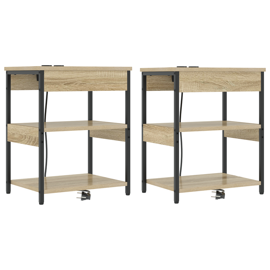 Bedside kasten 2 pcs Sonoma eiken 41 x 31 x 51 cm Bewerkt hout
