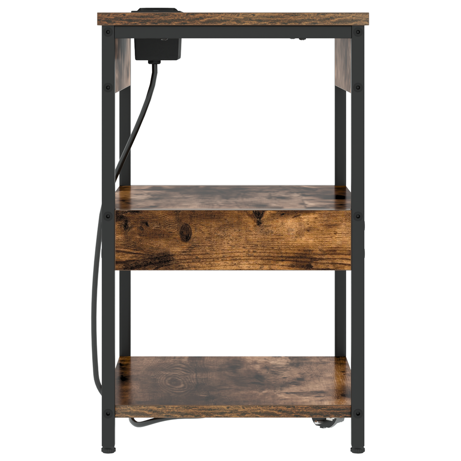 Bedside kasten 2 pcs Gerookt eiken 41 x 31 x 51 cm Bewerkt hout
