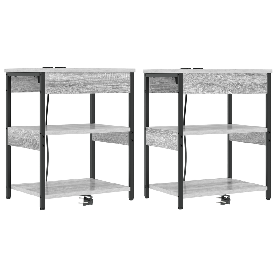 Bedside kasten 2 pcs Grijs sonoma 41 x 31 x 51 cm Bewerkt hout