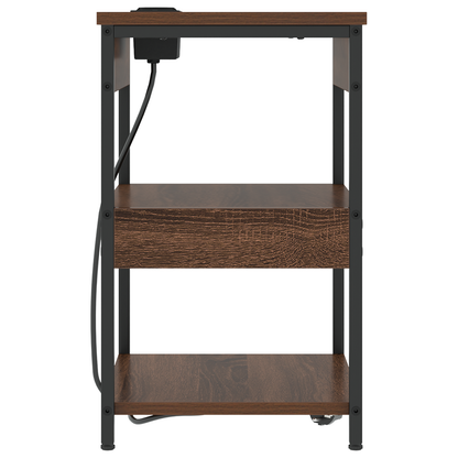 Nachtkastje bruin eikenkleur 41 x 31 x 51 cm Bewerkt hout