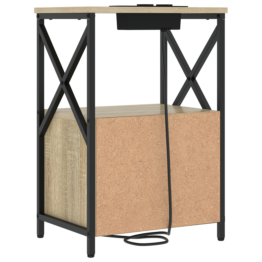 Nachtkastje met Oplaadstation 2 pcs Sonoma eiken Bewerkt hout