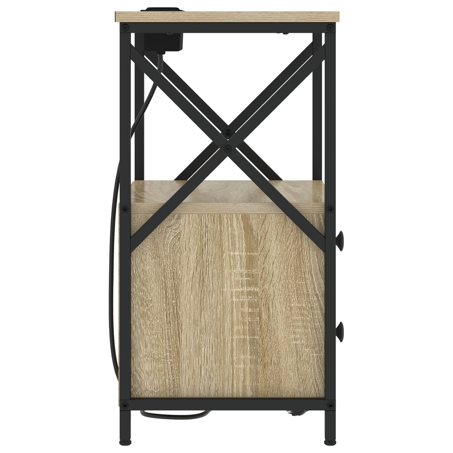 Nachtkastje met Oplaadstation 2 pcs Sonoma eiken Bewerkt hout