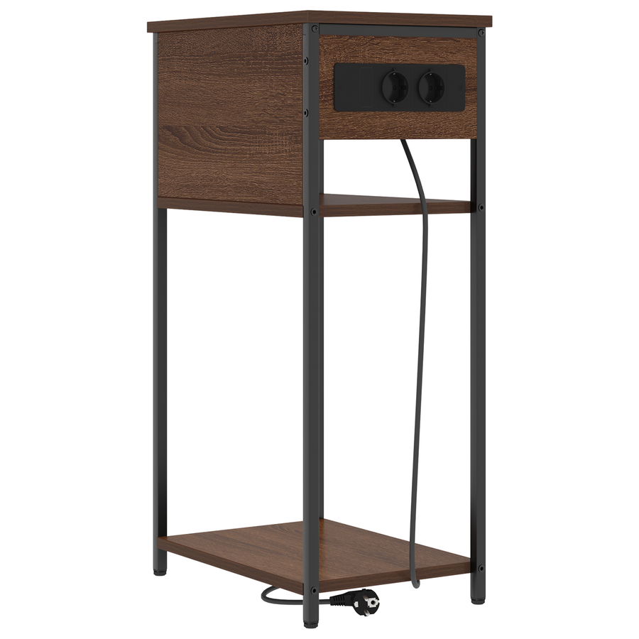 Nachtkastje bruin eikenkleur 41 x 28 x 76 cm Bewerkt hout