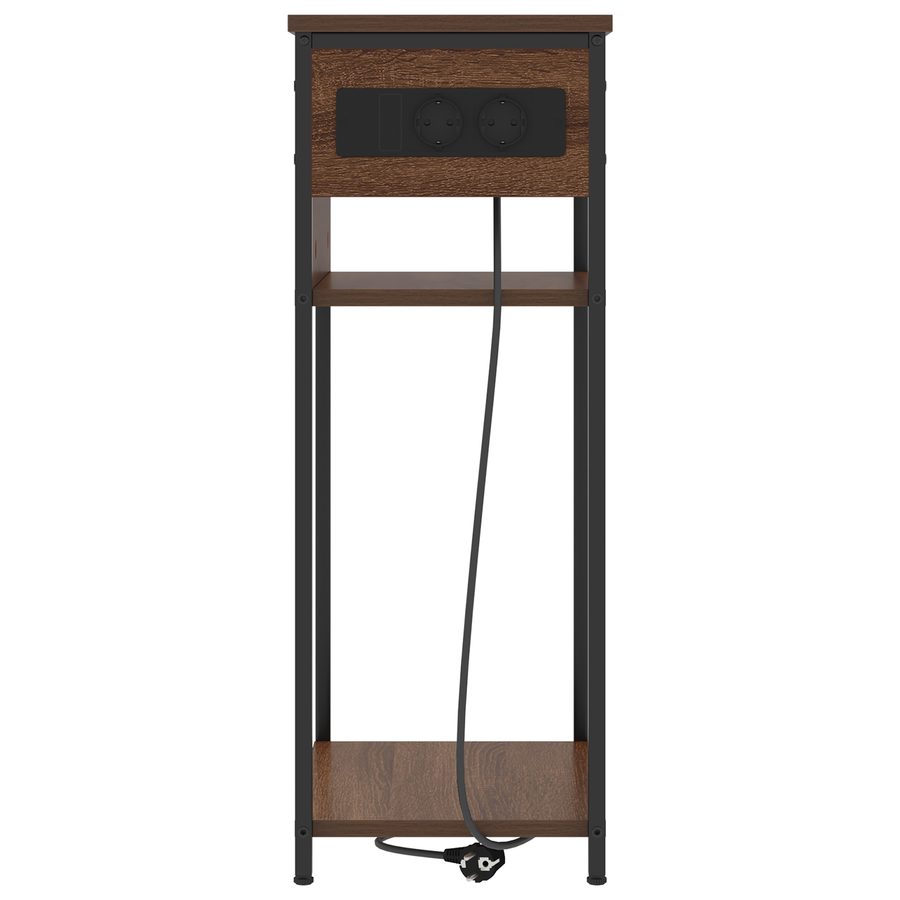 Nachtkastje bruin eikenkleur 41 x 28 x 76 cm Bewerkt hout