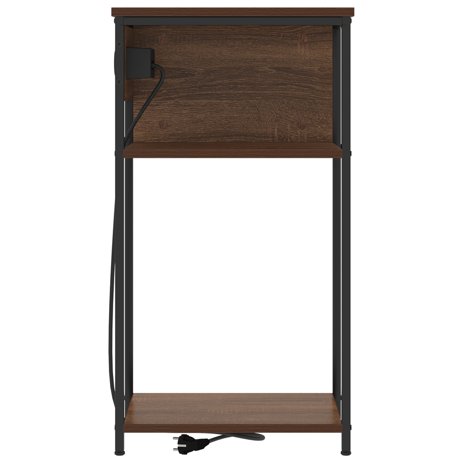 Nachtkastje bruin eikenkleur 41 x 28 x 76 cm Bewerkt hout