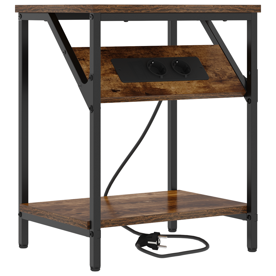 Bedside kasten 2 pcs Gerookt eiken 38 x 30 x 48 cm Bewerkt hout