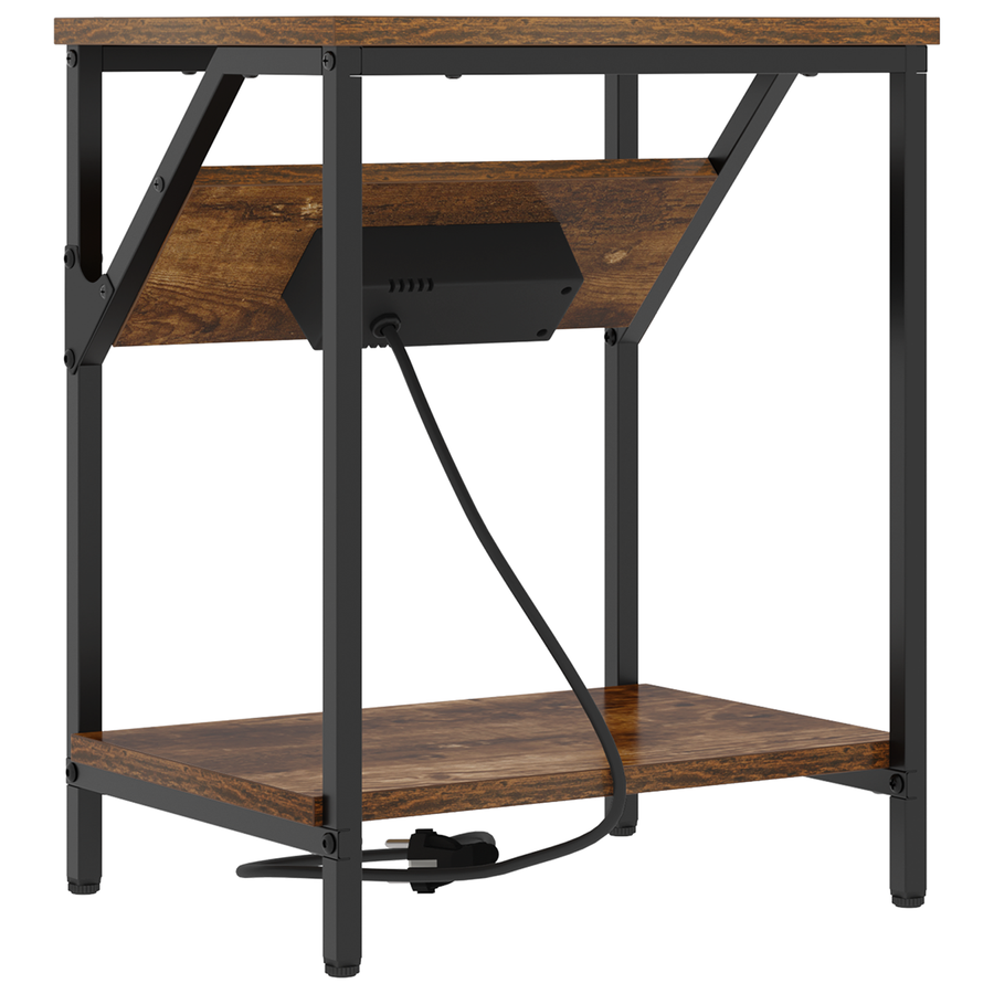 Bedside kasten 2 pcs Gerookt eiken 38 x 30 x 48 cm Bewerkt hout
