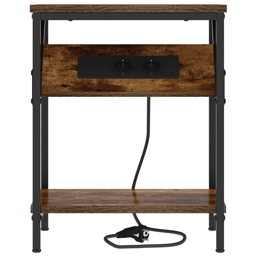 Bedside kasten 2 pcs Gerookt eiken 38 x 30 x 48 cm Bewerkt hout