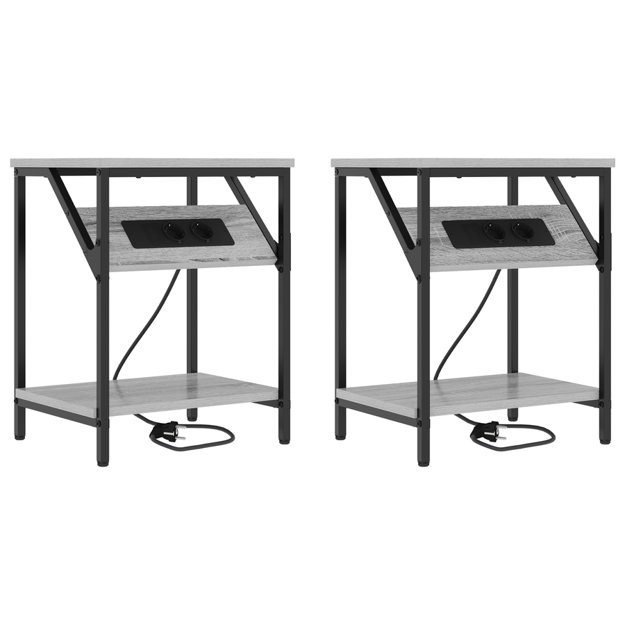 Bedside kasten 2 pcs Grijs sonoma 38 x 30 x 48 cm Bewerkt hout