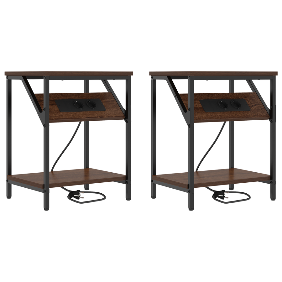 Bedside kasten 2 pcs bruin eikenkleur 38 x 30 x 48 cm