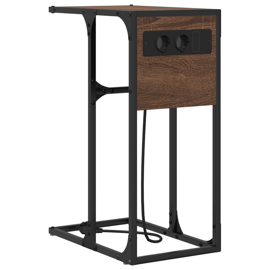 Nachtkastje bruin eikenkleur 41.5 x 26 x 60.5 cm Bewerkt hout