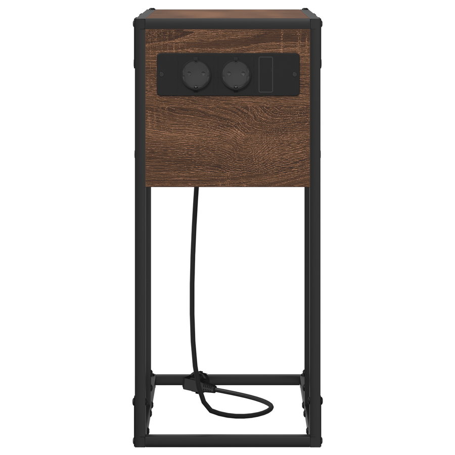 Nachtkastje bruin eikenkleur 41.5 x 26 x 60.5 cm Bewerkt hout