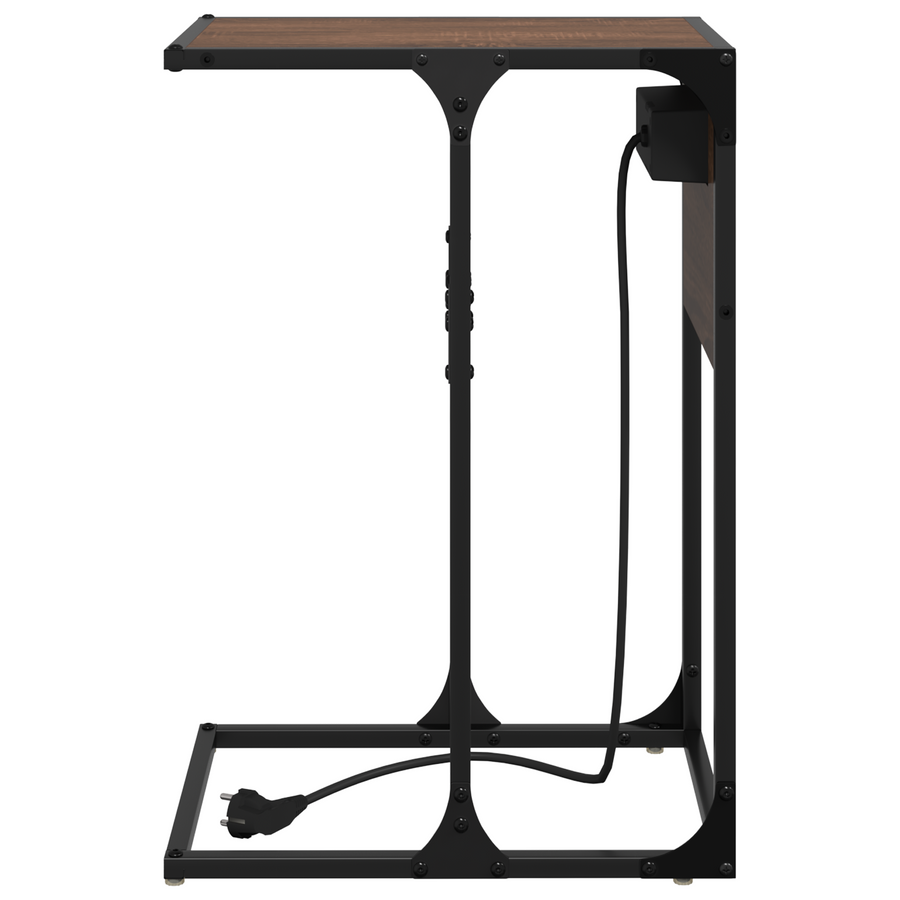 Nachtkastje bruin eikenkleur 41.5 x 26 x 60.5 cm Bewerkt hout