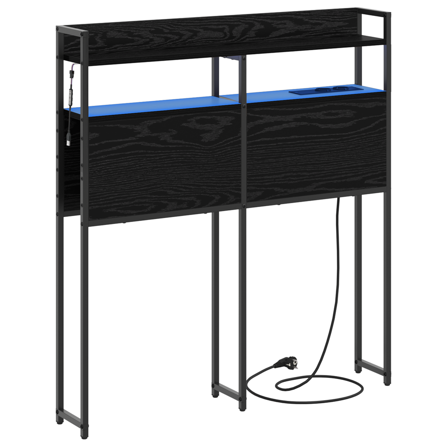Opberghoofdbord Zwart eiken 80 cm Bewerkt hout