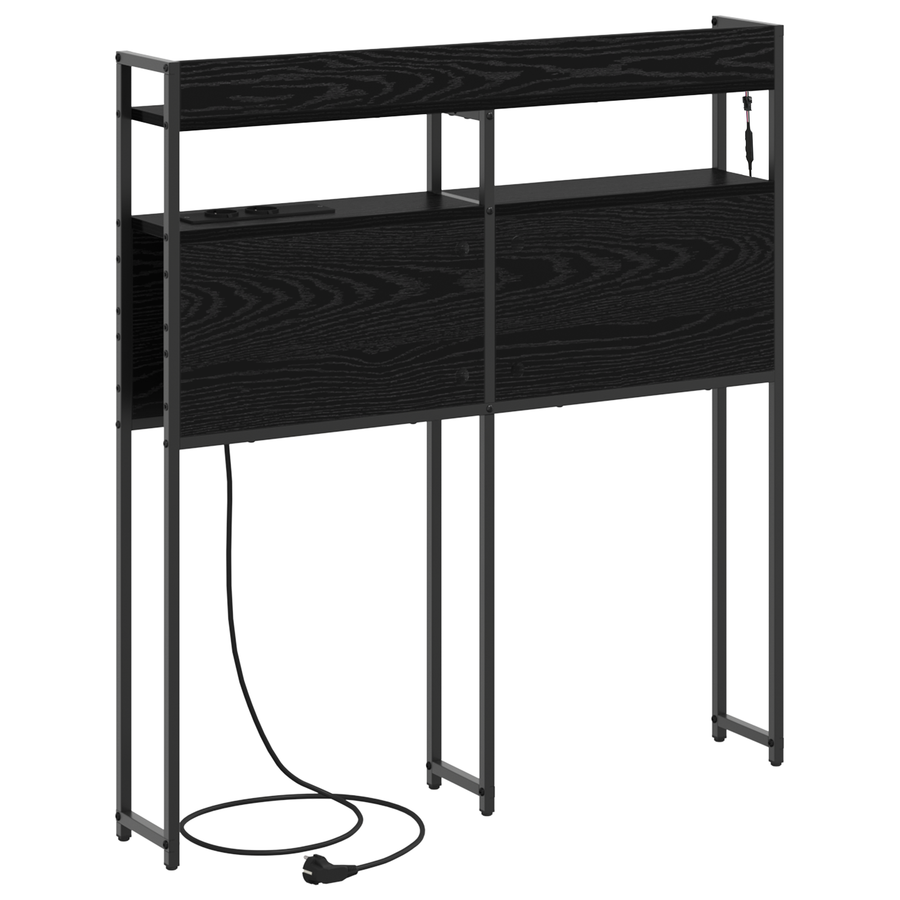 Opberghoofdbord Zwart eiken 80 cm Bewerkt hout