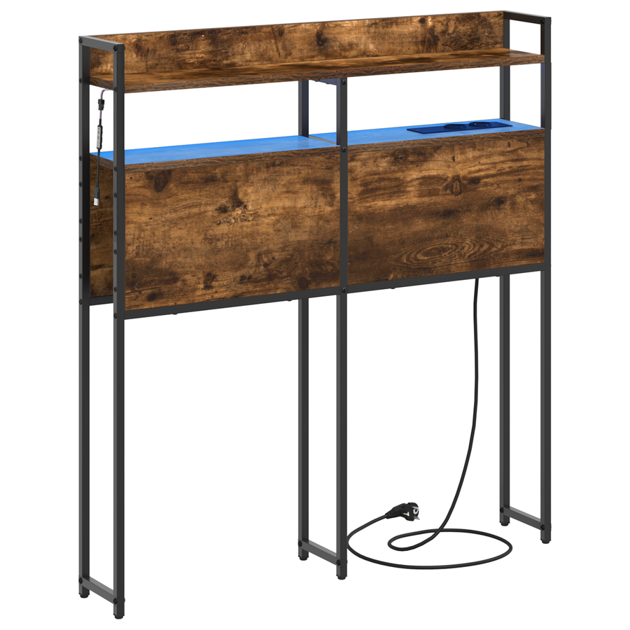 Opberghoofdbord Gerookt eiken 80 cm Bewerkt hout