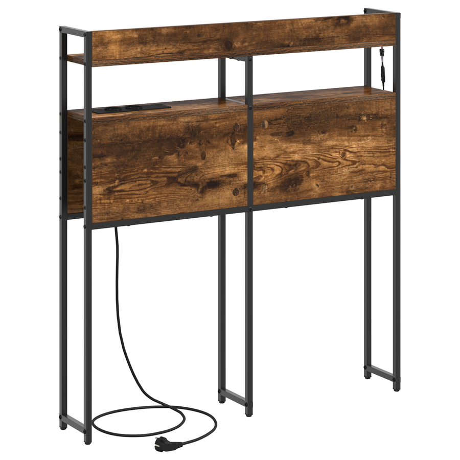 Opberghoofdbord Gerookt eiken 80 cm Bewerkt hout