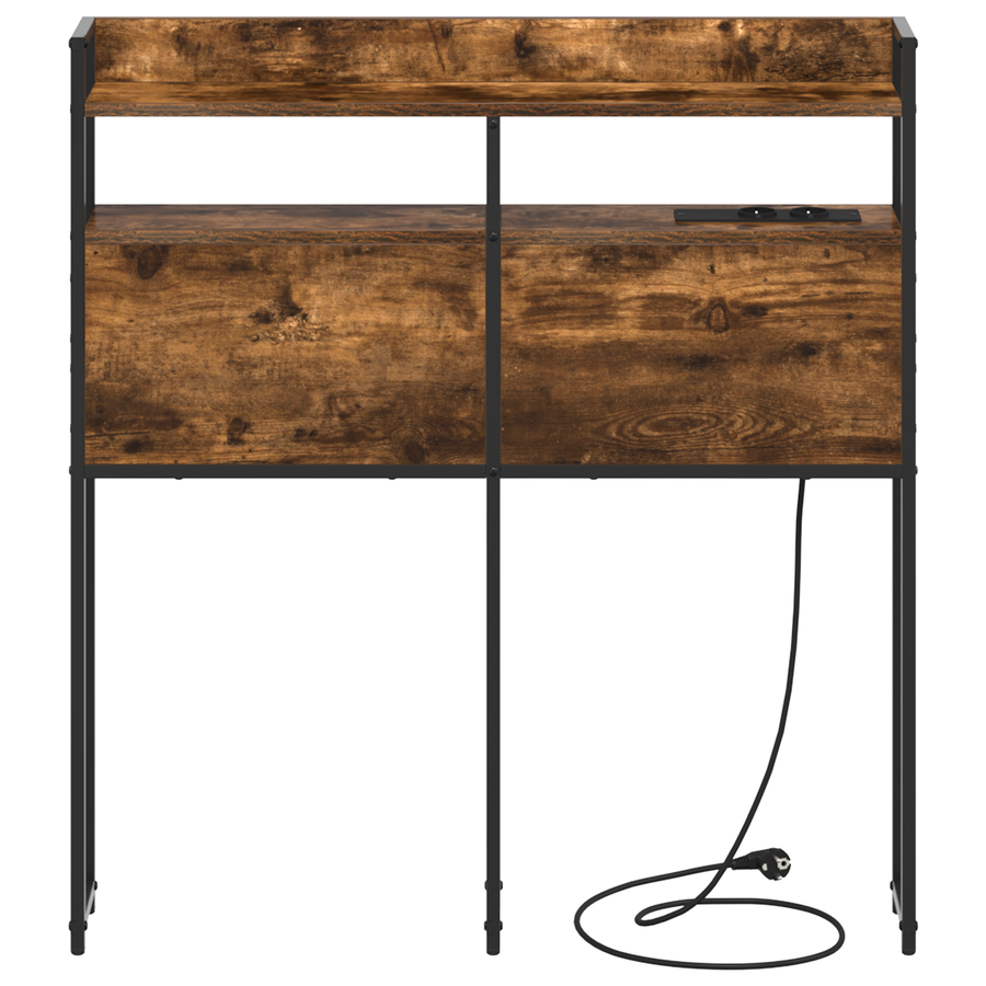 Opberghoofdbord Gerookt eiken 80 cm Bewerkt hout