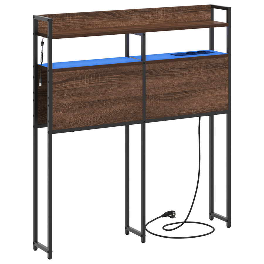 Opberghoofdbord bruin eikenkleur 80 cm Bewerkt hout