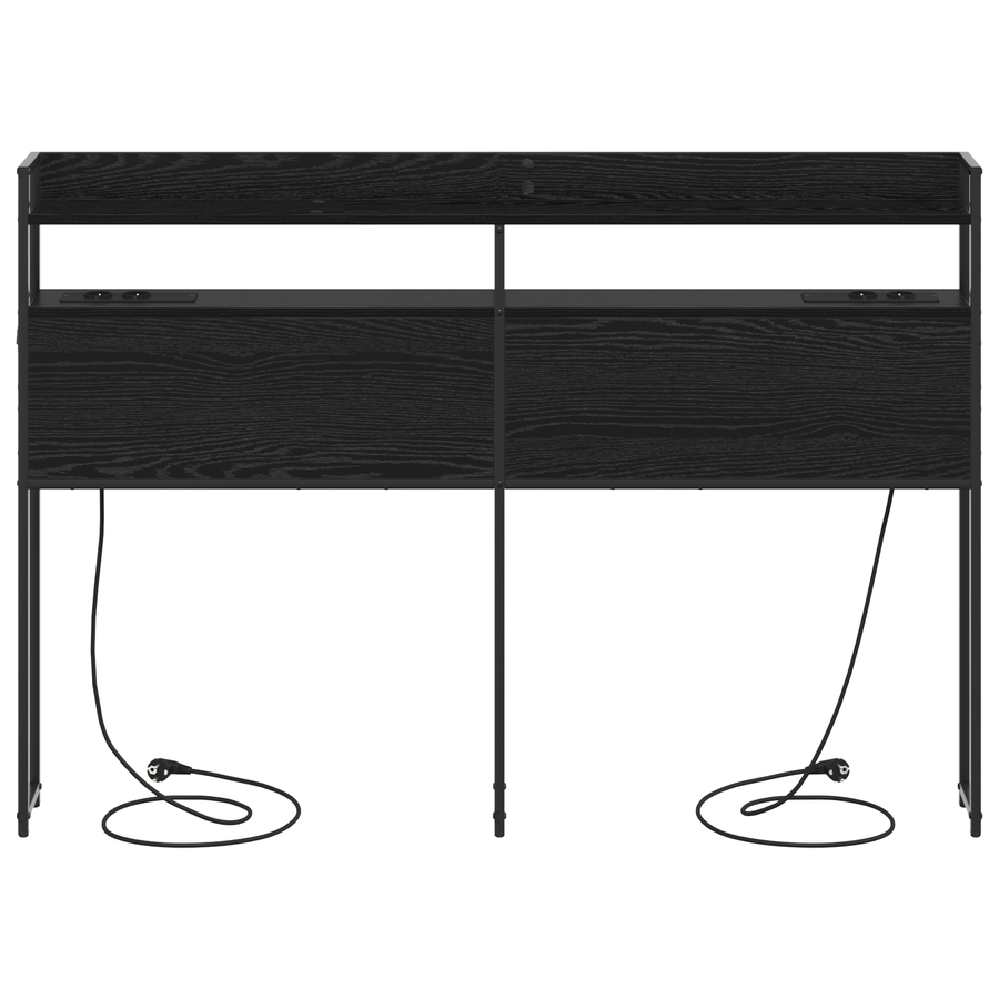 Opberghoofdbord Zwart eiken 135 cm Bewerkt hout