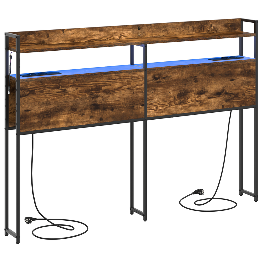 Opberghoofdbord Gerookt eiken 135 cm Bewerkt hout