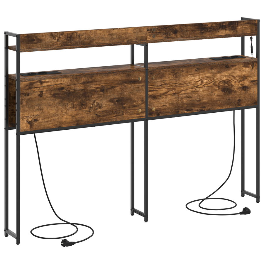 Opberghoofdbord Gerookt eiken 135 cm Bewerkt hout