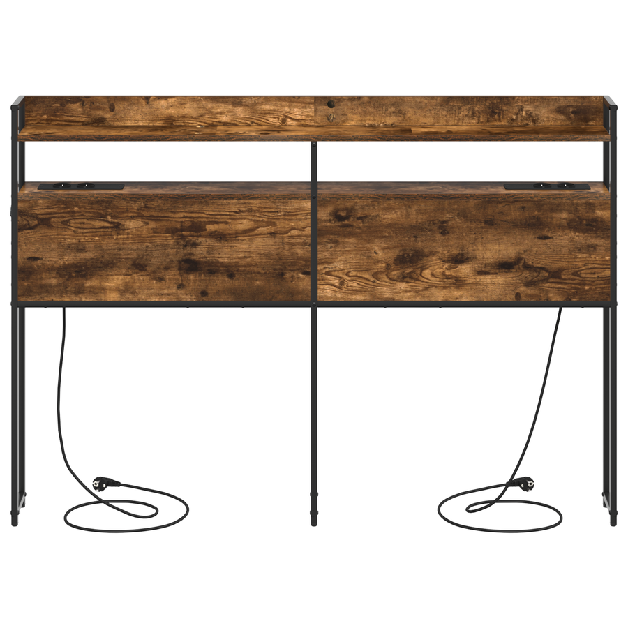 Opberghoofdbord Gerookt eiken 135 cm Bewerkt hout