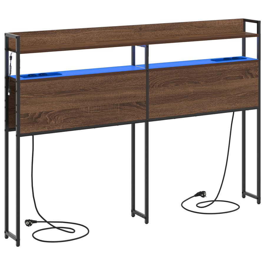 Opberghoofdbord bruin eikenkleur 135 cm Bewerkt hout