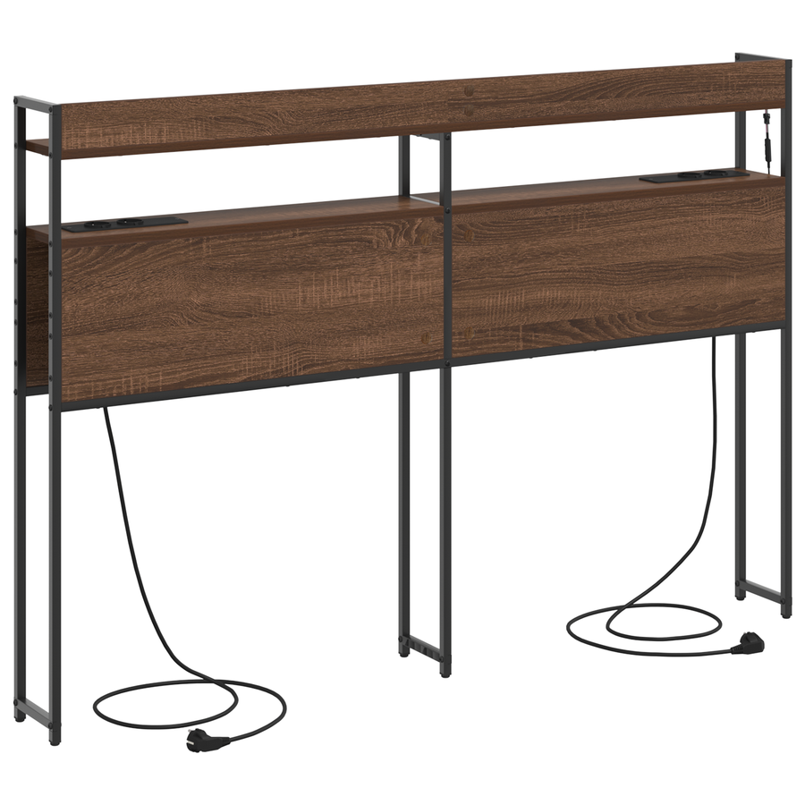 Opberghoofdbord bruin eikenkleur 135 cm Bewerkt hout