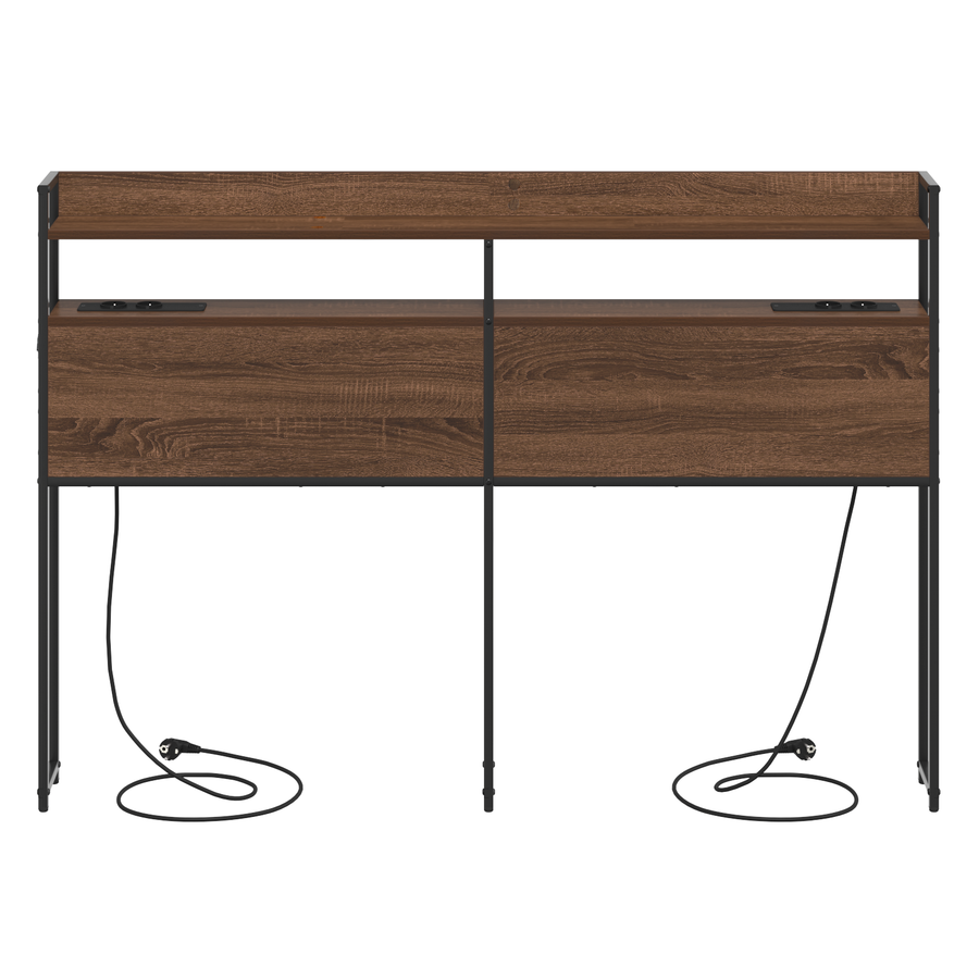 Opberghoofdbord bruin eikenkleur 135 cm Bewerkt hout