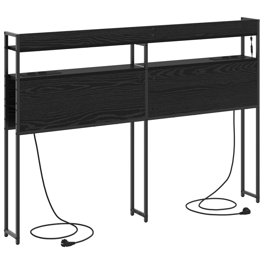 Opberghoofdbord Zwart eiken 150 cm Bewerkt hout