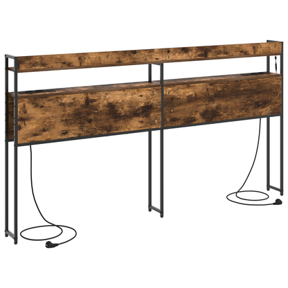 Opberghoofdbord Gerookt eiken 180 cm Bewerkt hout