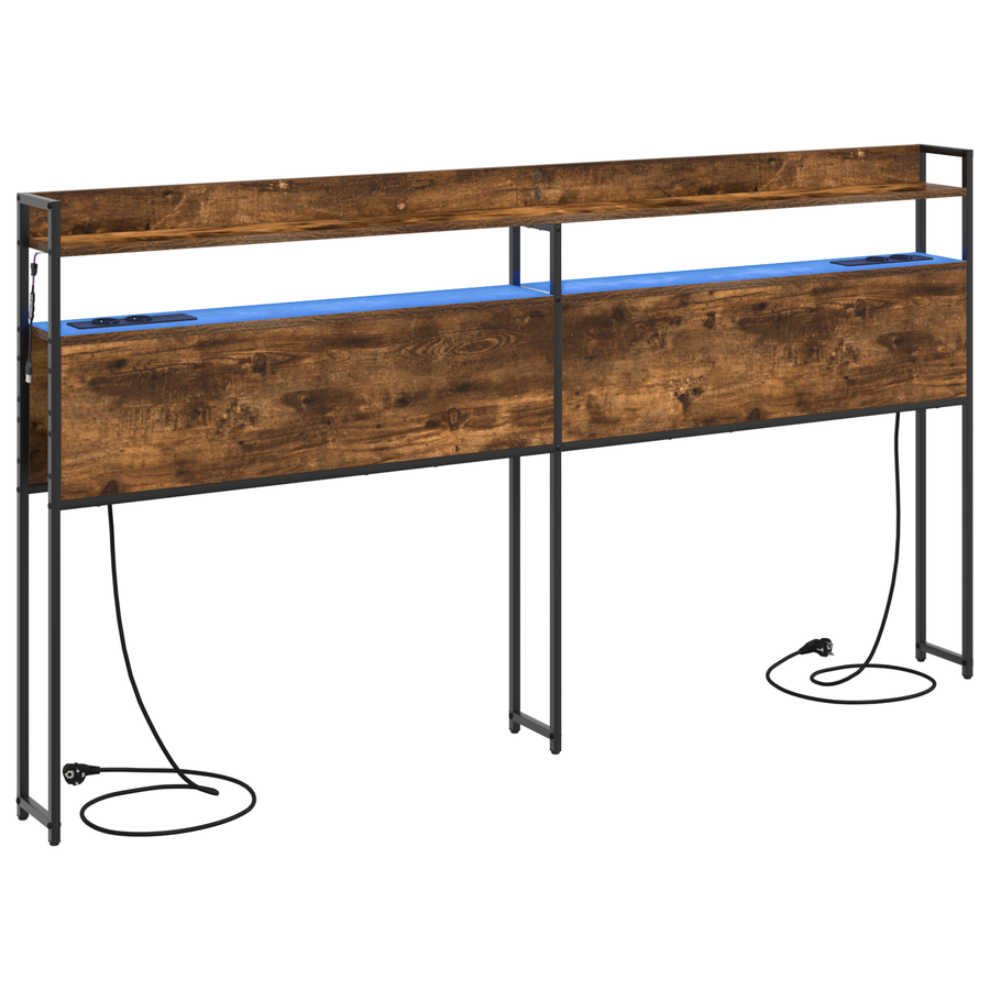 Opberghoofdbord Gerookt eiken 200 cm Bewerkt hout