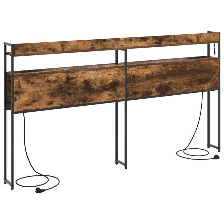 Opberghoofdbord Gerookt eiken 200 cm Bewerkt hout