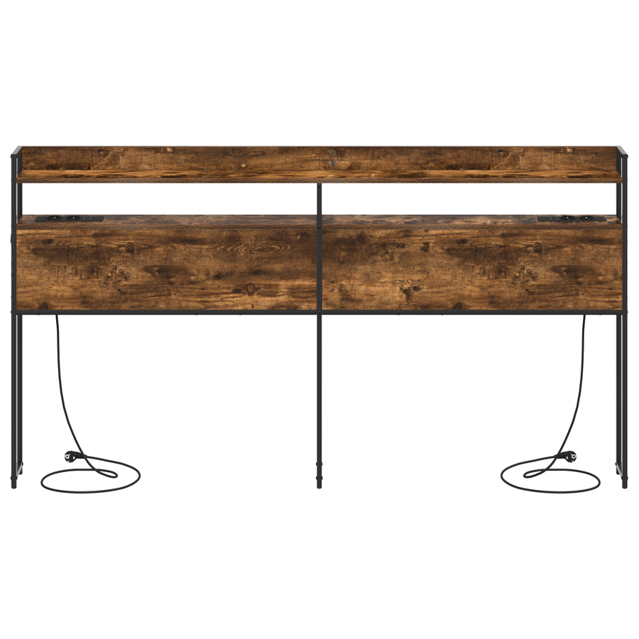 Opberghoofdbord Gerookt eiken 200 cm Bewerkt hout