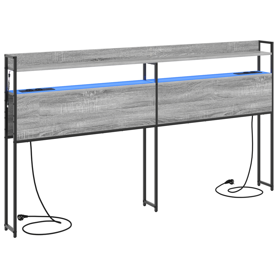 Opberghoofdbord Grijs sonoma 200 cm Bewerkt hout