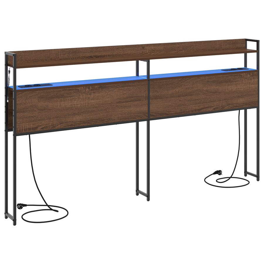 Opberghoofdbord bruin eikenkleur 200 cm Bewerkt hout