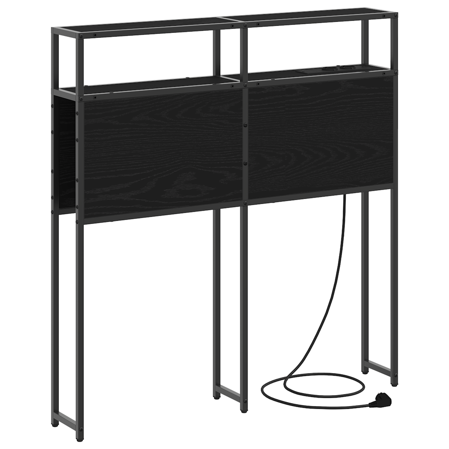 Opberghoofdbord met hoofdeinde met opslag Zwart eiken 75 cm Bewerkt hout