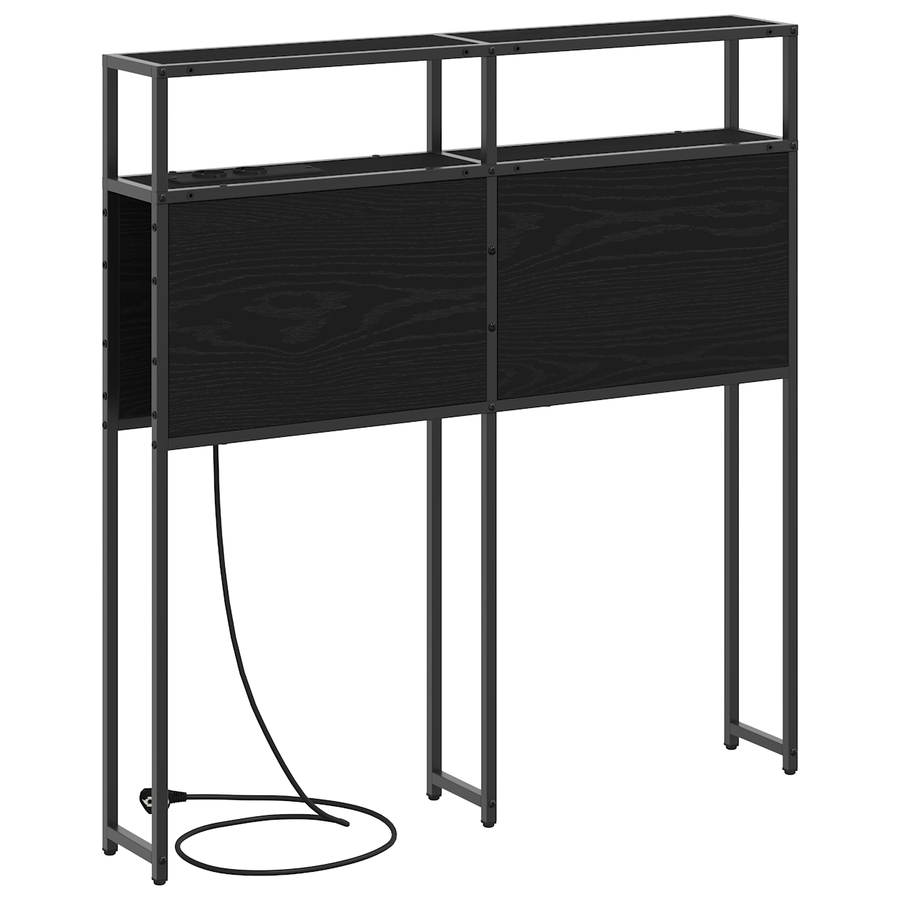 Opberghoofdbord met hoofdeinde met opslag Zwart eiken 75 cm Bewerkt hout