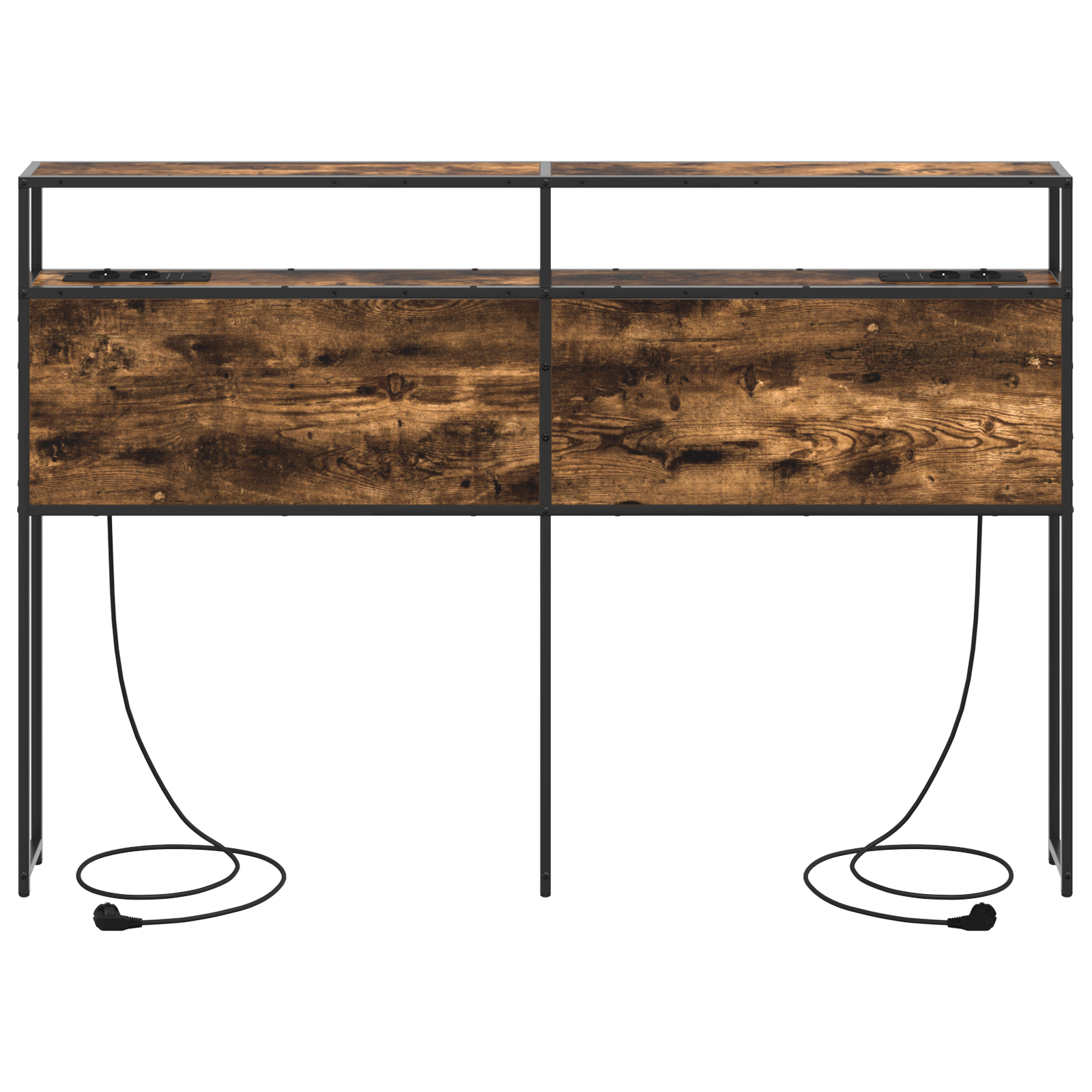 Opberghoofdbord Gerookt eiken 135 cm Bewerkt hout