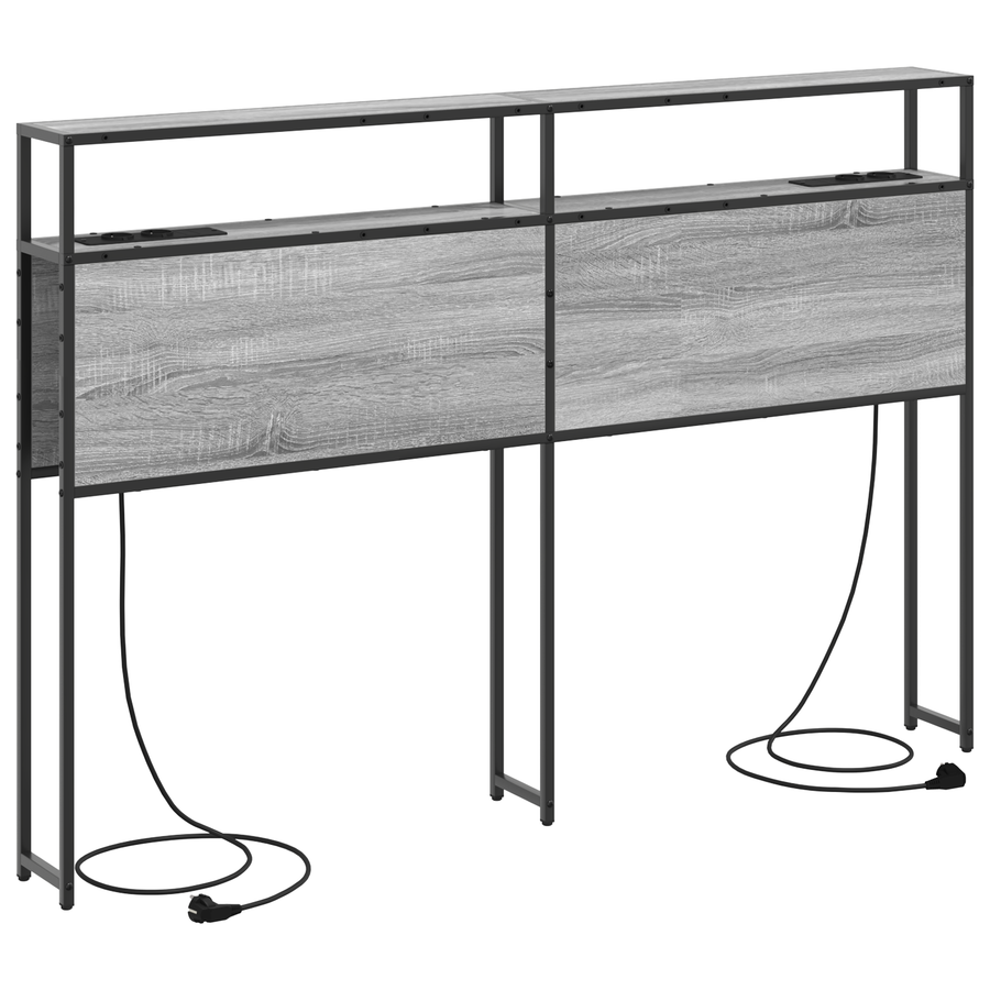 Opberghoofdbord met hoofdeinde met opslag Grijs sonoma 135 cm Bewerkt hout