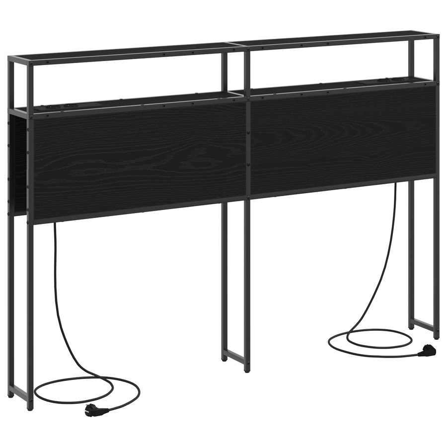 Opberghoofdbord met hoofdeinde met opslag Zwart eiken 140 cm Bewerkt hout