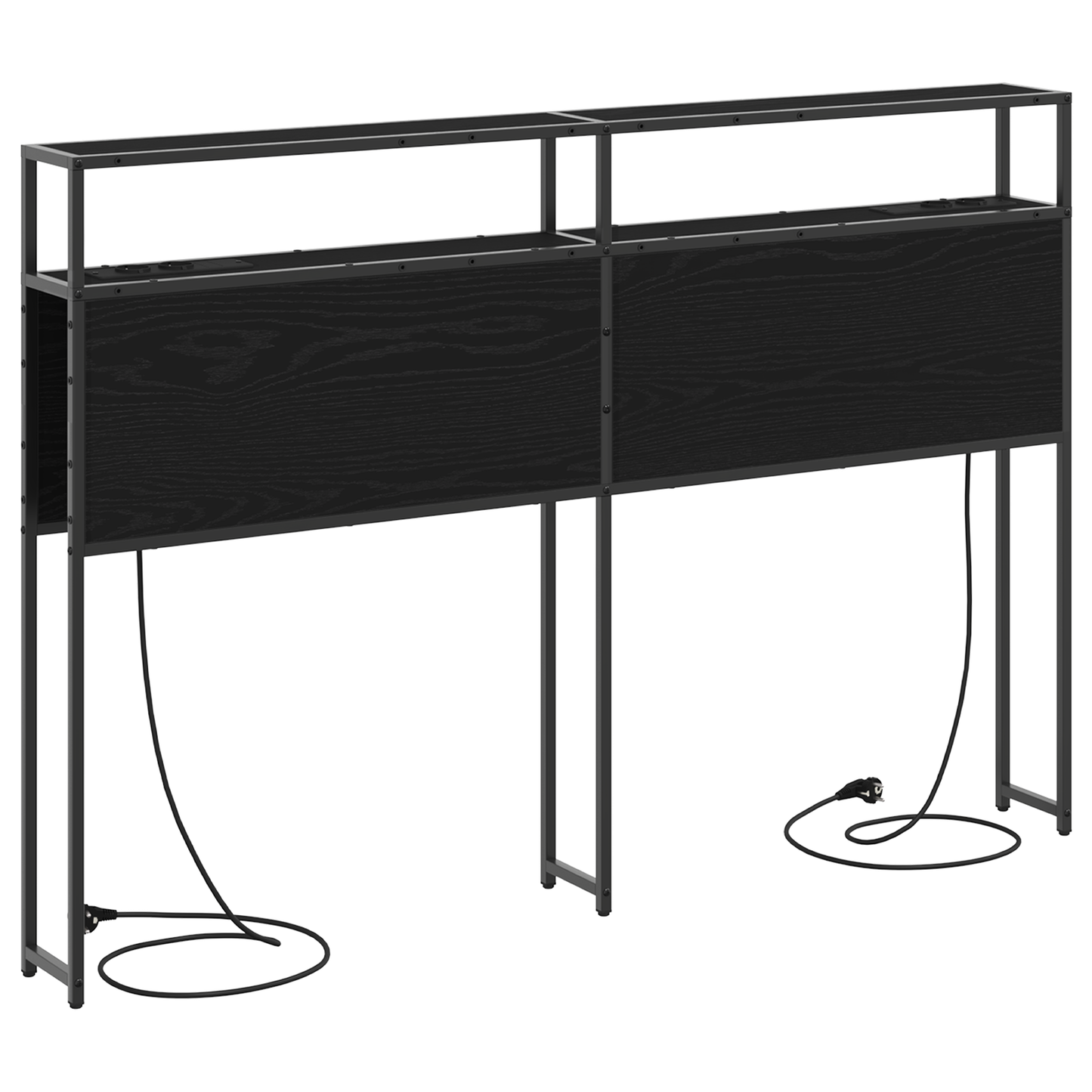 Opberghoofdbord met hoofdeinde met opslag Zwart eiken 140 cm Bewerkt hout