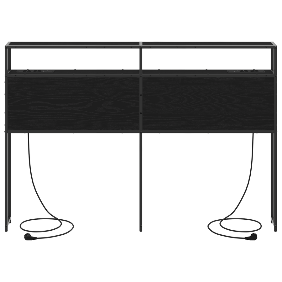Opberghoofdbord Wandgemonteerd met hoofdeinde met opslag Zwart eiken 150 cm Bewerkt hout