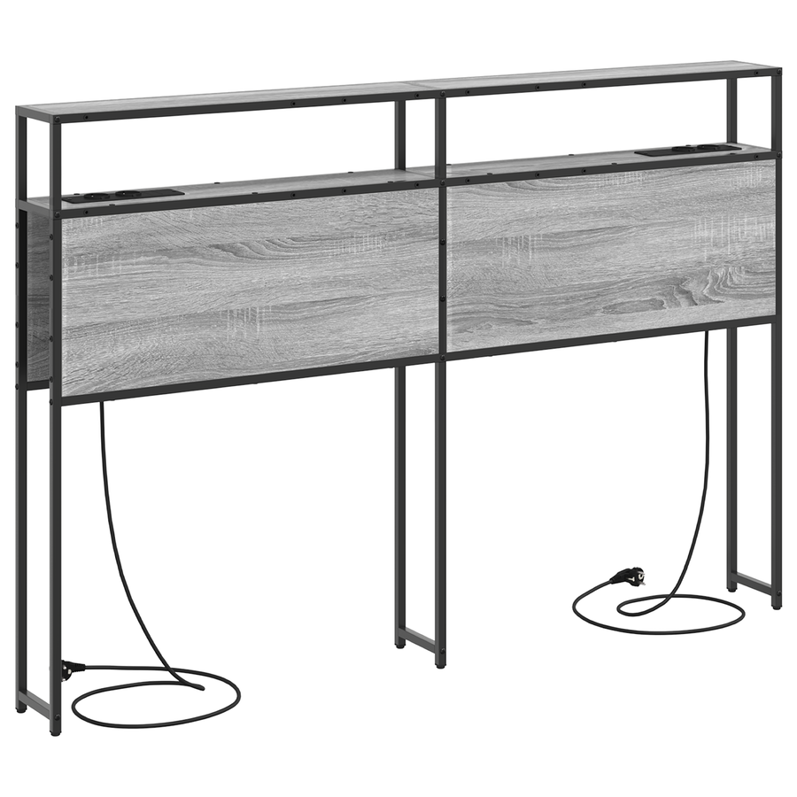 Opberghoofdbord Wandgemonteerd met hoofdeinde met opslag Grijs sonoma 150 cm Bewerkt hout
